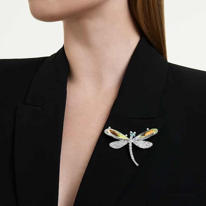 Ariana Grande X Swarovski Broșă și accesoriu pentru păr cu perle de cristal, tăieturi mixte, libelulă, alb, placat cu rodiu Ariana Grande X Swarovski Broșă și accesoriu pentru păr cu perle de cristal, tăieturi mixte, libelulă, alb, placat cu rodiu