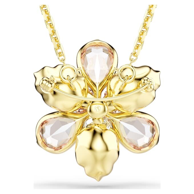 Pandantiv și broșă Idyllia cu tăieturi mixte, floare, multicolor, placat în nuanțe aurii Pandantiv și broșă Idyllia cu tăieturi mixte, floare, multicolor, placat în nuanțe aurii