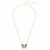 Pandantiv și broșă Idyllia cu tăieturi mixte, pavé, fluture, multicolor, placat cu aur Pandantiv și broșă Idyllia cu tăieturi mixte, pavé, fluture, multicolor, placat cu aur
