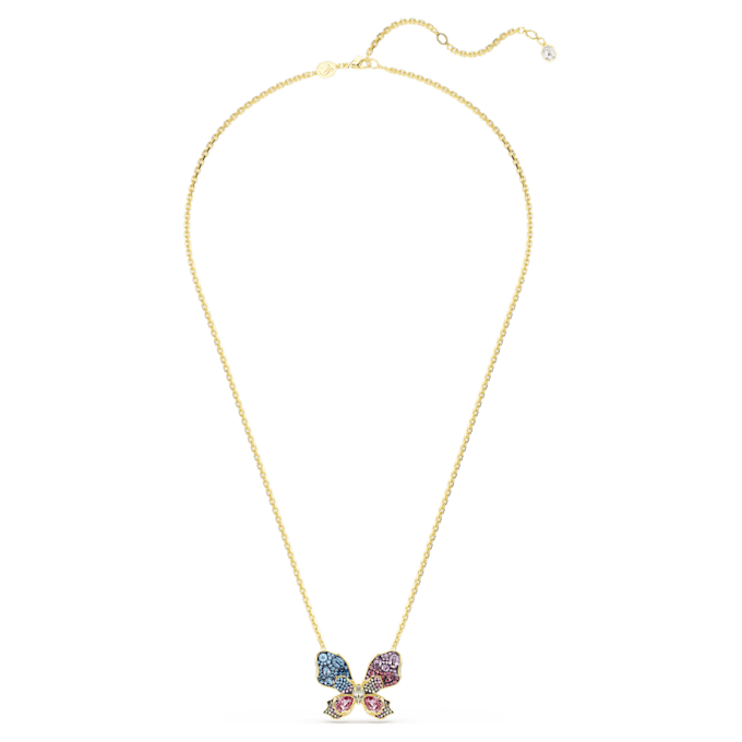 Pandantiv și broșă Idyllia cu tăieturi mixte, pavé, fluture, multicolor, placat cu aur Pandantiv și broșă Idyllia cu tăieturi mixte, pavé, fluture, multicolor, placat cu aur