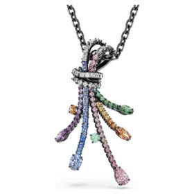 Pandantiv și broșă Matrix cu tăieturi mixte, buchet, multicolor, placat cu ruteniu