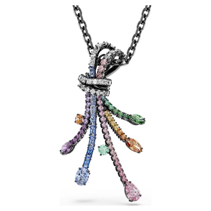 Pandantiv și broșă Matrix cu tăieturi mixte, buchet, multicolor, placat cu ruteniu Pandantiv și broșă Matrix cu tăieturi mixte, buchet, multicolor, placat cu ruteniu