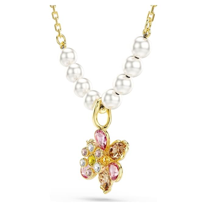 Pandantiv Idyllia cu perle de cristal, tăieturi mixte, floare, multicolor, placat cu aur Pandantiv Idyllia cu perle de cristal, tăieturi mixte, floare, multicolor, placat cu aur