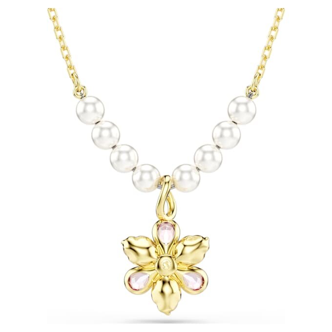 Pandantiv Idyllia cu perle de cristal, tăieturi mixte, floare, multicolor, placat cu aur Pandantiv Idyllia cu perle de cristal, tăieturi mixte, floare, multicolor, placat cu aur