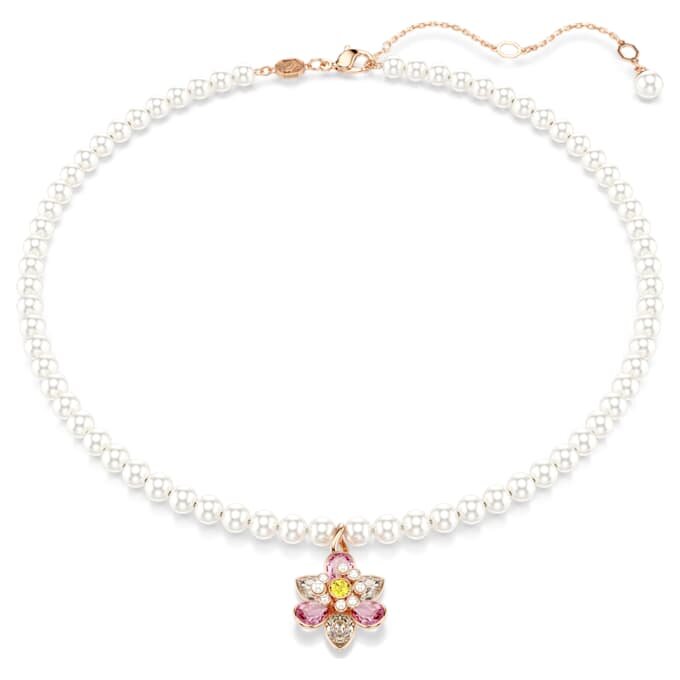 Pandantiv Idyllia cu perle de cristal, tăieturi mixte, floare, multicolor, placat cu aur roz Pandantiv Idyllia cu perle de cristal, tăieturi mixte, floare, multicolor, placat cu aur roz