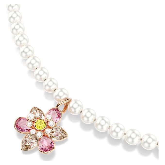 Pandantiv Idyllia cu perle de cristal, tăieturi mixte, floare, multicolor, placat cu aur roz Pandantiv Idyllia cu perle de cristal, tăieturi mixte, floare, multicolor, placat cu aur roz