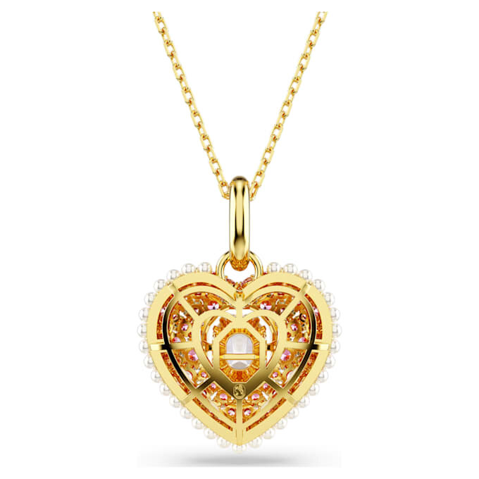 Pandantiv Idyllia cu tăietură octogonală, perlă de cristal, inimă, roz, placat cu aur Pandantiv Idyllia cu tăietură octogonală, perlă de cristal, inimă, roz, placat cu aur