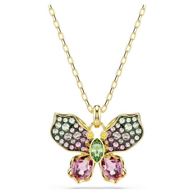 Pandantiv Idyllia cu tăieturi mixte, pavé, fluture, multicolor, placat cu aur Pandantiv Idyllia cu tăieturi mixte, pavé, fluture, multicolor, placat cu aur