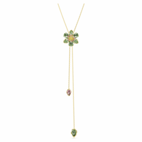 Pandantiv Idyllia Y cu tăieturi mixte, floare, multicolor, placat cu ton auriu