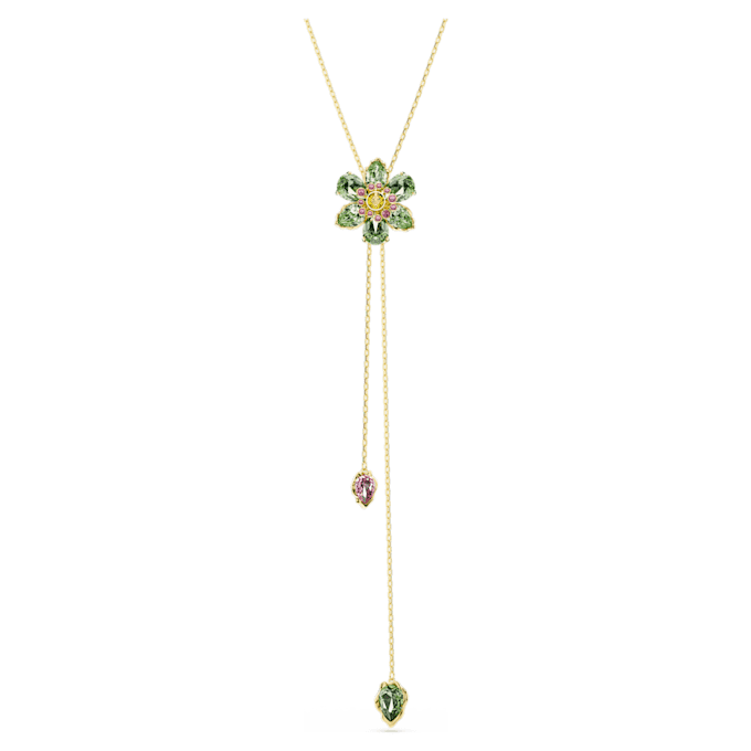 Pandantiv Idyllia Y cu tăieturi mixte, floare, multicolor, placat cu ton auriu Pandantiv Idyllia Y cu tăieturi mixte, floare, multicolor, placat cu ton auriu