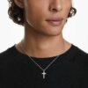 Pandantiv Insigne Pavé, cruce, alb, placat cu rodiu Pandantiv Insigne Pavé, cruce, alb, placat cu rodiu