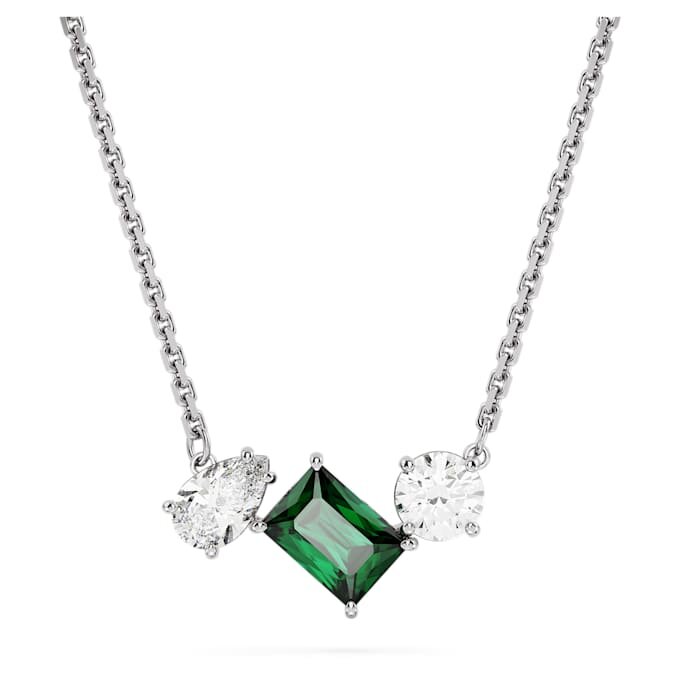 Pandantiv Mesmera cu tăieturi mixte, verde, placat cu rodiu Pandantiv Mesmera cu tăieturi mixte, verde, placat cu rodiu