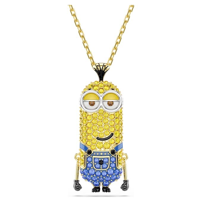 Pandantiv Minions Kevin cu pavé, multicolor, placat cu aur Pandantiv Minions Kevin cu pavé, multicolor, placat cu aur