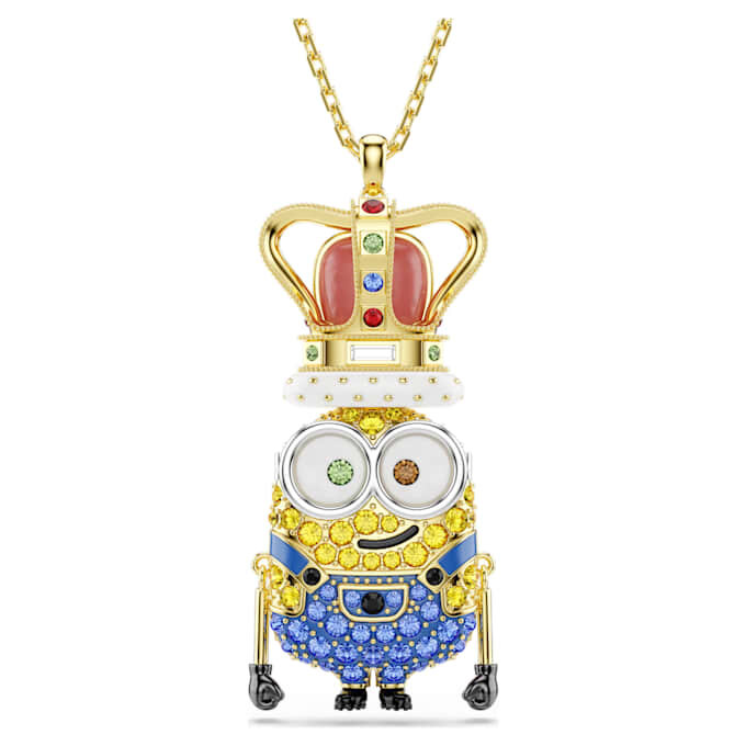 Pandantiv Minions King Bob cu pavé, multicolor, placat cu aur Pandantiv Minions King Bob cu pavé, multicolor, placat cu aur