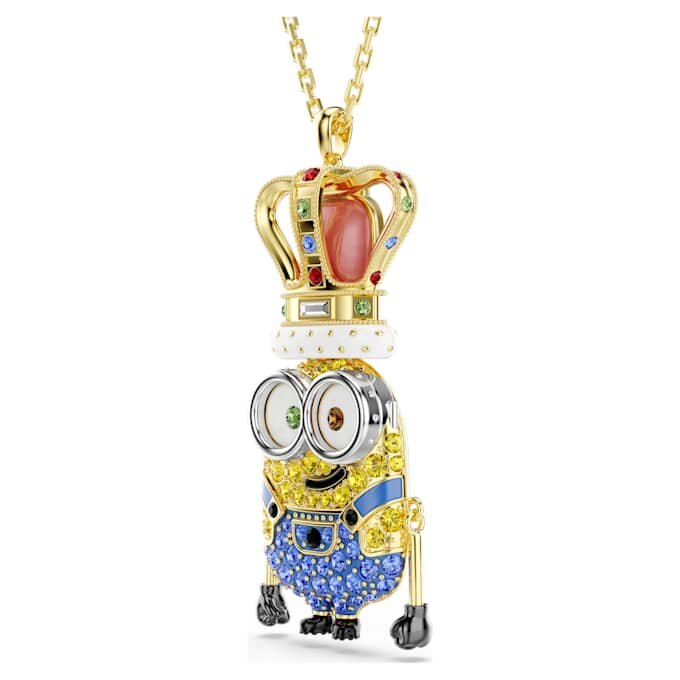 Pandantiv Minions King Bob cu pavé, multicolor, placat cu aur Pandantiv Minions King Bob cu pavé, multicolor, placat cu aur