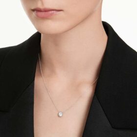 Pandantiv octogonal cu diamante create în laborator, 0,5 Ct în total, formă octogonală, aur alb de 14K