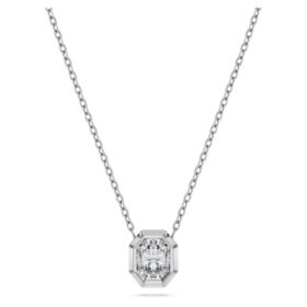 Pandantiv octogonal cu diamante create în laborator, 0,5 Ct în total, formă octogonală, aur alb de 14K