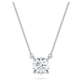 Pandantiv solitar Eternity cu diamante create în laborator, 1 Ct Tw, formă rotundă, aur alb de 14K