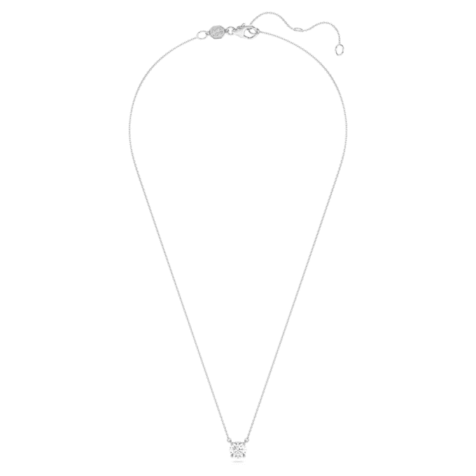Pandantiv solitar Eternity cu diamante create în laborator, 1 Ct Tw, formă rotundă, aur alb de 14K Pandantiv solitar Eternity cu diamante create în laborator, 1 Ct Tw, formă rotundă, aur alb de 14K