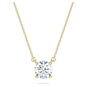 Pandantiv solitar Eternity cu diamante create în laborator, 1 Ct Tw, formă rotundă, aur galben de 14K