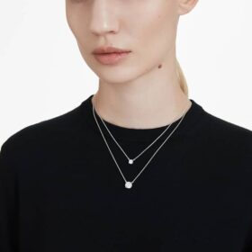 Pandantiv solitar „Eternity” cu diamante create în laborator, 2 carate în total, formă rotundă, aur alb de 14K