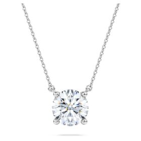 Pandantiv solitar „Eternity” cu diamante create în laborator, 2 carate în total, formă rotundă, aur alb de 14K