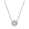 Pandantiv solitar Eternity Halo cu diamante create în laborator, 0,23 ct în total, formă rotundă, argint sterling Pandantiv solitar Eternity Halo cu diamante create în laborator, 0,23 ct în total, formă rotundă, argint sterling