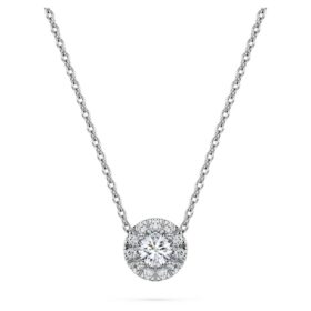 Pandantiv solitar Eternity Halo cu diamante create în laborator, 0,23 ct în total, formă rotundă, argint sterling