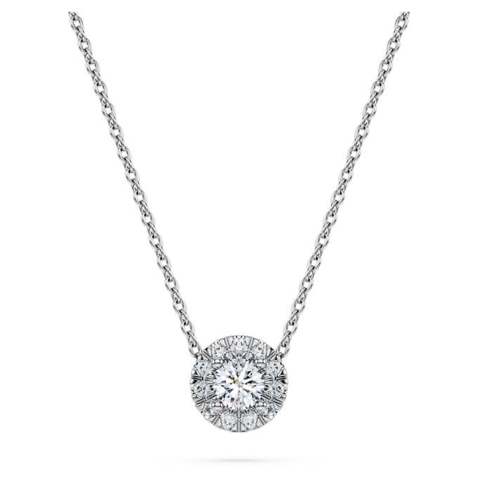 Pandantiv solitar Eternity Halo cu diamante create în laborator, 0,23 ct în total, formă rotundă, argint sterling Pandantiv solitar Eternity Halo cu diamante create în laborator, 0,23 ct în total, formă rotundă, argint sterling