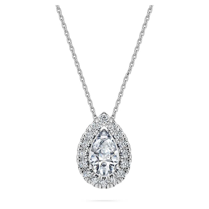 Pandantiv solitar „Eternity Halo” cu diamante create în laborator, 1 Ct Tw, formă de pară, aur alb de 14K Pandantiv solitar „Eternity Halo” cu diamante create în laborator, 1 Ct Tw, formă de pară, aur alb de 14K