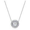 Pandantiv solitar Eternity Halo cu diamante create în laborator, 1 Ct Tw, formă rotundă, aur alb de 14K Pandantiv solitar Eternity Halo cu diamante create în laborator, 1 Ct Tw, formă rotundă, aur alb de 14K