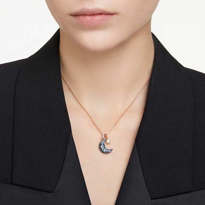 Pandantiv Sublima cu perle de cristal, lună, multicolor, placat cu aur roz Pandantiv Sublima cu perle de cristal, lună, multicolor, placat cu aur roz