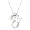 Pandantiv Symbolica cu perle de cristal, tăietură rotundă, pavé, potcoavă, alb, placat cu rodiu Pandantiv Symbolica cu perle de cristal, tăietură rotundă, pavé, potcoavă, alb, placat cu rodiu