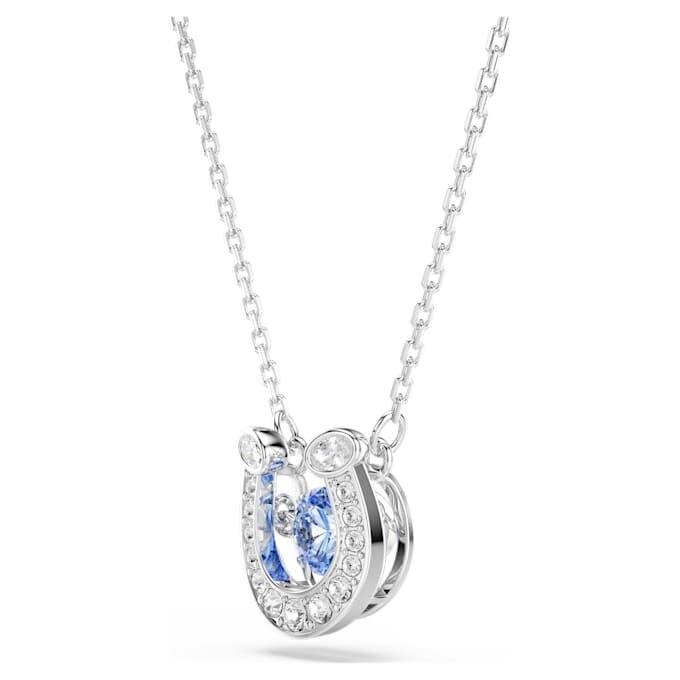 Pandantiv Symbolica cu tăietură rotundă, pavé, potcoavă, albastru, placat cu rodiu Pandantiv Symbolica cu tăietură rotundă, pavé, potcoavă, albastru, placat cu rodiu
