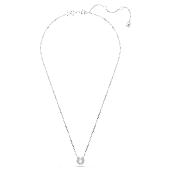 Pandantiv Una Angelic cu tăietură rotundă, pavé, alb, placat cu rodiu Pandantiv Una Angelic cu tăietură rotundă, pavé, alb, placat cu rodiu