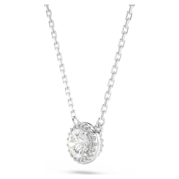 Pandantiv Una Angelic cu tăietură rotundă, pavé, alb, placat cu rodiu Pandantiv Una Angelic cu tăietură rotundă, pavé, alb, placat cu rodiu