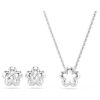 Set Ariana Grande X Swarovski cu perle de cristal, tăietură rotundă, floare, alb, placat cu rodiu Set Ariana Grande X Swarovski cu perle de cristal, tăietură rotundă, floare, alb, placat cu rodiu