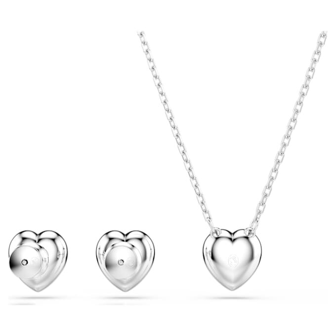 Set Ariana Grande X Swarovski cu tăieturi mixte, inimă, alb, placat cu rodiu Set Ariana Grande X Swarovski cu tăieturi mixte, inimă, alb, placat cu rodiu