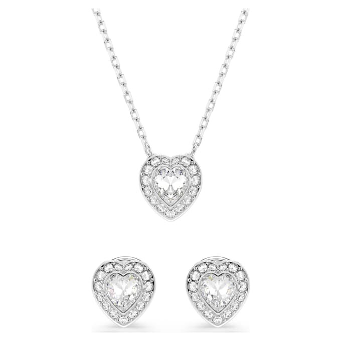 Set Ariana Grande X Swarovski cu tăieturi mixte, inimă, alb, placat cu rodiu Set Ariana Grande X Swarovski cu tăieturi mixte, inimă, alb, placat cu rodiu