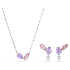 Set Ariana Grande X Swarovski cu tăieturi mixte, multicolor, placat cu rodiu