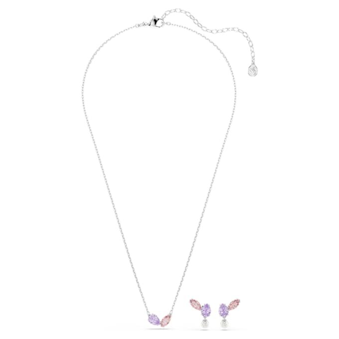 Set Ariana Grande X Swarovski cu tăieturi mixte, multicolor, placat cu rodiu Set Ariana Grande X Swarovski cu tăieturi mixte, multicolor, placat cu rodiu