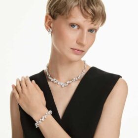 Set Constella cu tăieturi mixte, alb, placat cu rodiu Set Constella cu tăieturi mixte, alb, placat cu rodiu