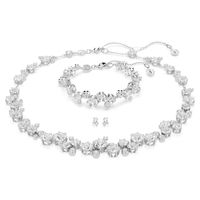 Set Constella cu tăieturi mixte, alb, placat cu rodiu Set Constella cu tăieturi mixte, alb, placat cu rodiu