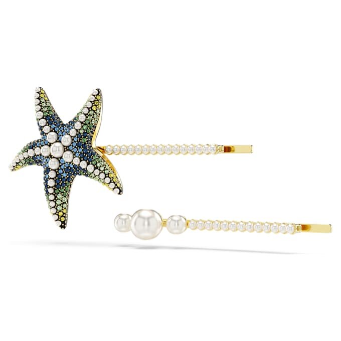 Set de agrafe de păr Idyllia (2), perle de cristal, stea de mare, multicolor, placat cu aur Set de agrafe de păr Idyllia (2), perle de cristal, stea de mare, multicolor, placat cu aur