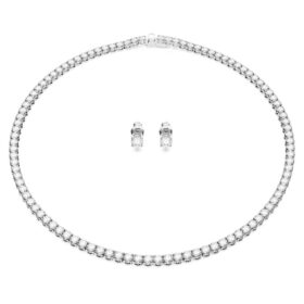 Set de brățări Matrix Tennis cu tăietură rotundă, alb, placat cu rodiu Set de brățări Matrix Tennis cu tăietură rotundă, alb, placat cu rodiu