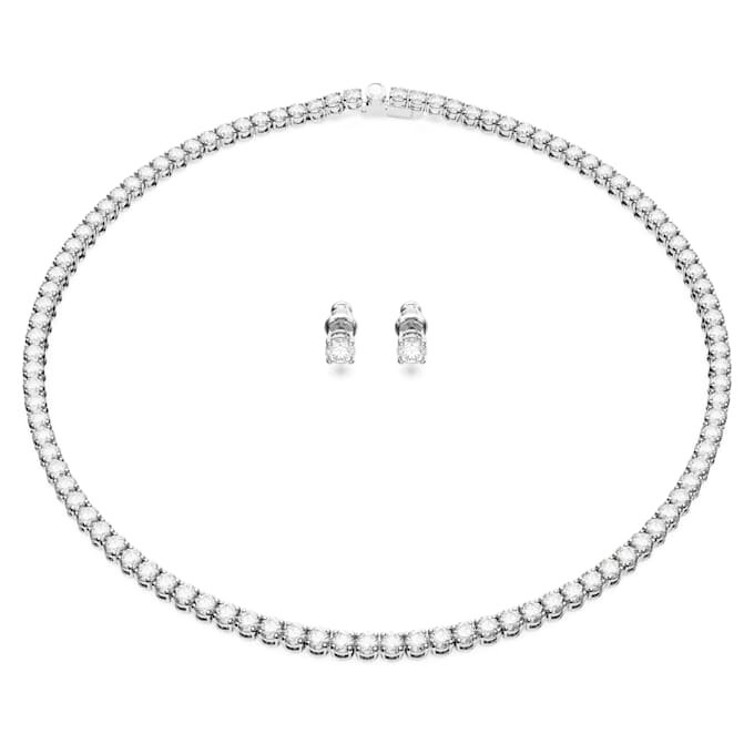 Set de brățări Matrix Tennis cu tăietură rotundă, alb, placat cu rodiu Set de brățări Matrix Tennis cu tăietură rotundă, alb, placat cu rodiu
