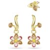 Set de cercei Idyllia (3), tăieturi mixte, flori, multicolori, placat cu aur