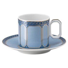 Ceașcă de espresso Signum cu farfurioară, din porțelan, albastră