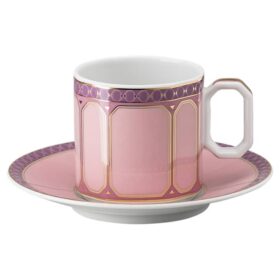 Ceașcă de espresso Signum cu farfurioară, din porțelan, roz