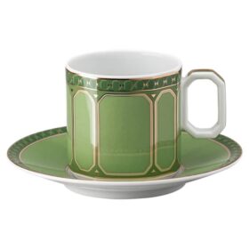 Ceașcă de espresso Signum cu farfurioară, din porțelan, verde